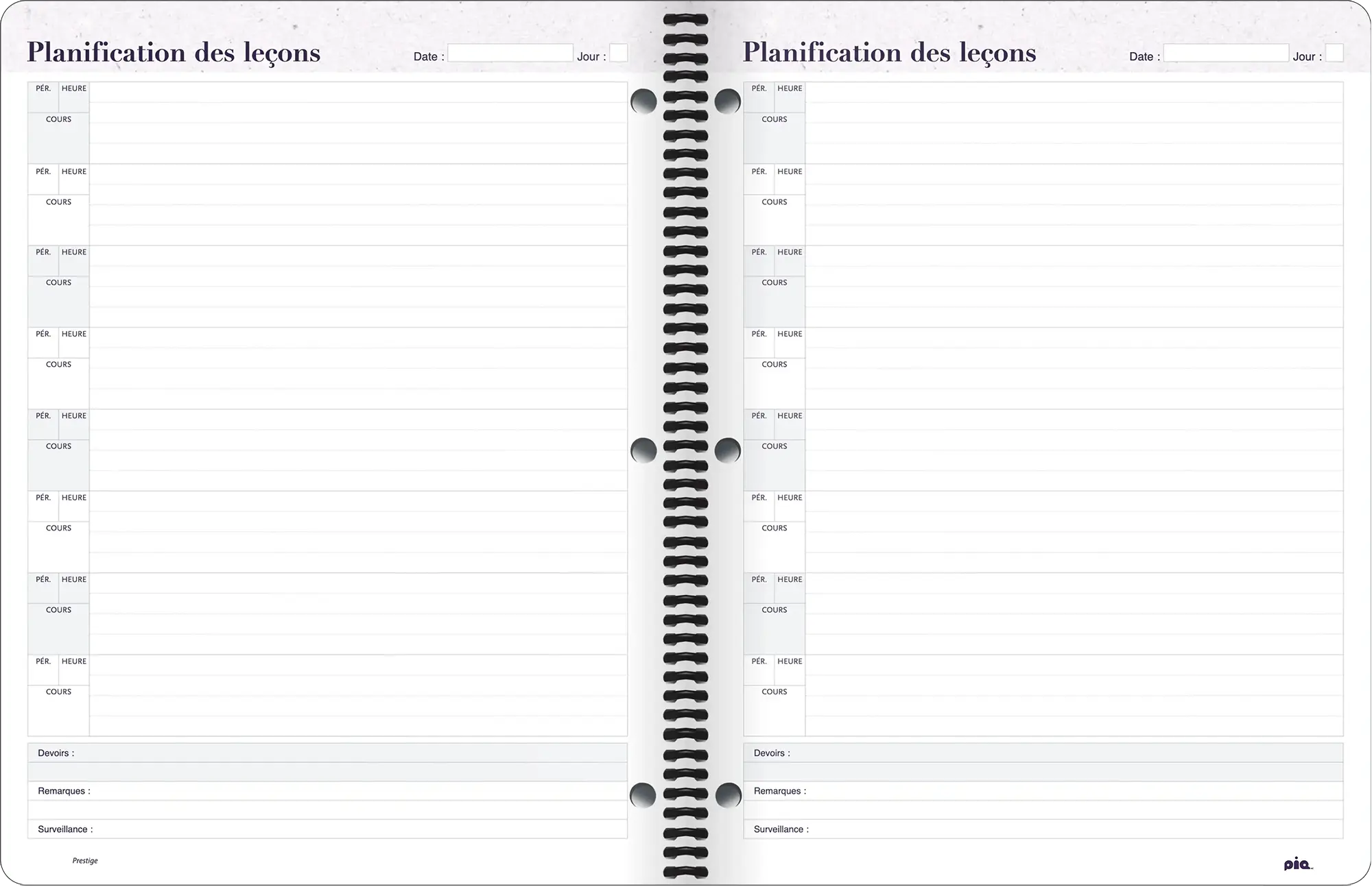 Cahier de planification Prestige – Subject Rotation Format
